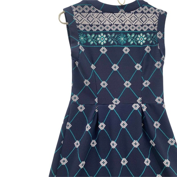 Enfocus Studio Womens Size 8 Blue Print Sleeveless Midi Pullover V Neck Dress - Picture 10 of 10